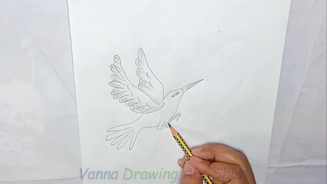 How to draw flying bird looking food by pencil sketch I Vanna Drawing Art Show смотреть онлайн