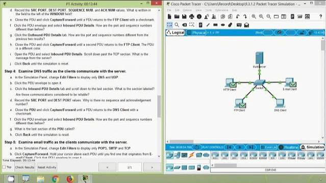 Packet Tracer Simulation - Exploration of TCP and UDP Communications смотреть онлайн