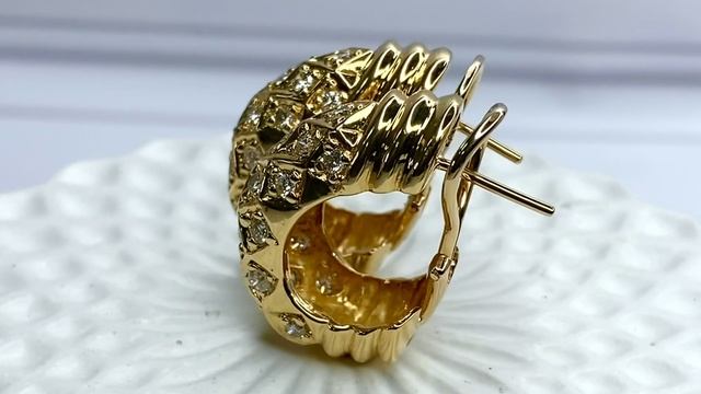 Золотые серьги с бриллиантами 750 пробы 2,30 ct смотреть онлайн