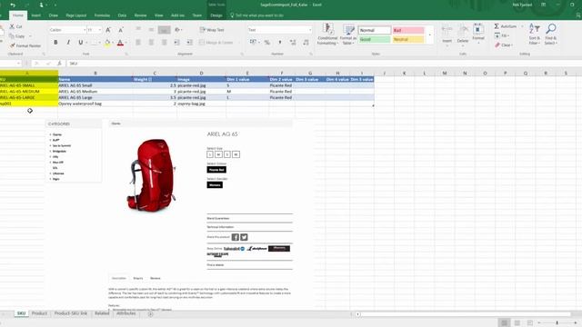 Sage eCommerce complex product spreadsheet tutorial смотреть онлайн
