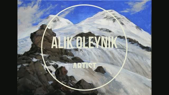 Plein Air Oil Painting. Etude 2, height 4200m, view of Elbrus. Artist Alik Oleynik.