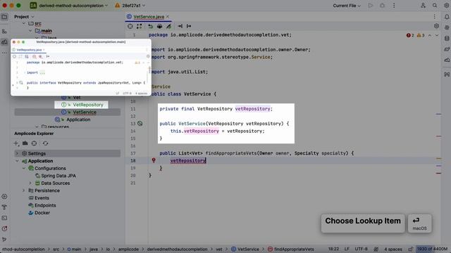 Умное автодополнение Derived методов Spring Data Repository | Amplicode