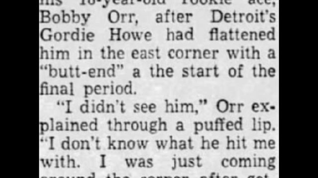 Gordie Howe / Bobby Orr incident at Boston Garden in November 1966 1966-67 NHL season. смотреть онлайн