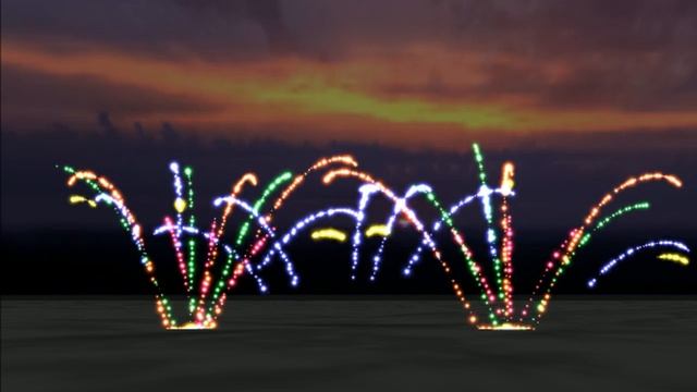 Дневной фейерверк с веерными залпами