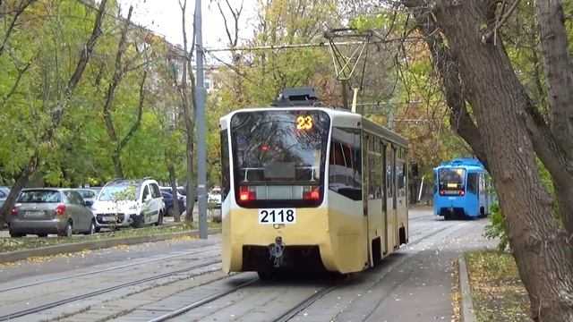 Встреча трамваев 71-619А (КТМ-19А) №2118 и №4327 с маршрутами №23 смотреть онлайн