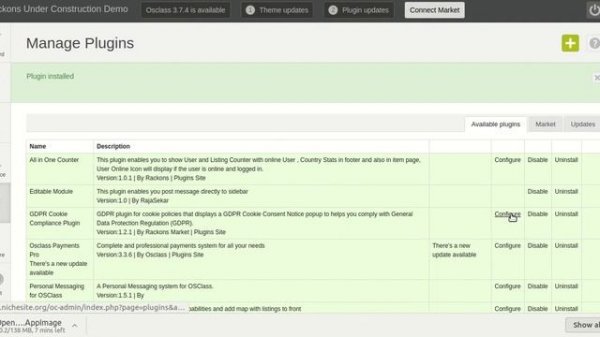 GDPR Cookie Compliance Osclass Plugin - Rackons Market - General Data Protection Regulation