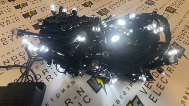 Гирлянда нить чёрная 13 метров 8 режимов 150LED белый холодный смотреть онлайн