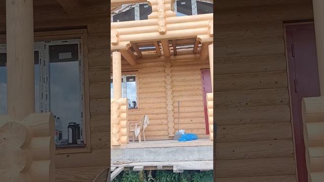шлифовка и покраска дома из оцилиндрованного бревна смотреть онлайн