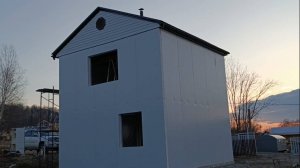 Каркасный дачный дом 6*6 из сэндвич-панелей.  #сэндвичпанели #дом #домсвоимируками #каркасныйдом