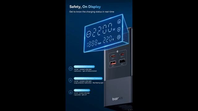 Baseus 35W Fast Charging Digital Power Strip 7 in 1 смотреть онлайн
