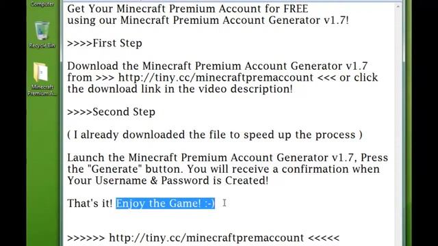 Minecraft Premium Account Generator Free Download Easy Tool Working hd720 смотреть онлайн