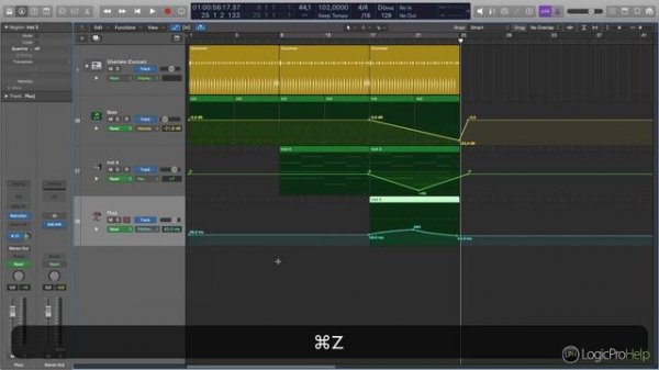Удаление всей автоматизации в проекте в Logic Pro [Logic Pro Help]