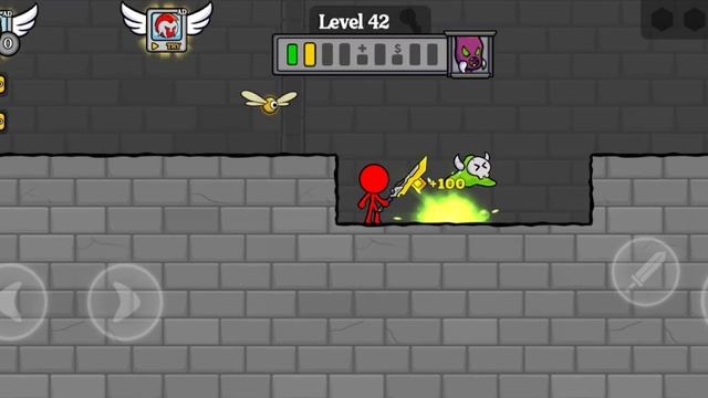 Красному стикману надо преодолеть препятствия, чтобы дойти до двери смотреть онлайн