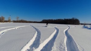 Тест драйв мотосноуборда Сибмастер с пассажиром в волокушах по пухляку.