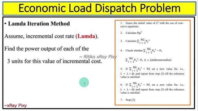 Economic Load Dispatch Problem Using Lambda Iteration Method Using Numerical Example ~xRay Pixy