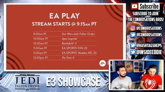 EA Play E3 Livestream Pre Show (Star Wars Jedi Fallen Order, Apex Legend) смотреть онлайн