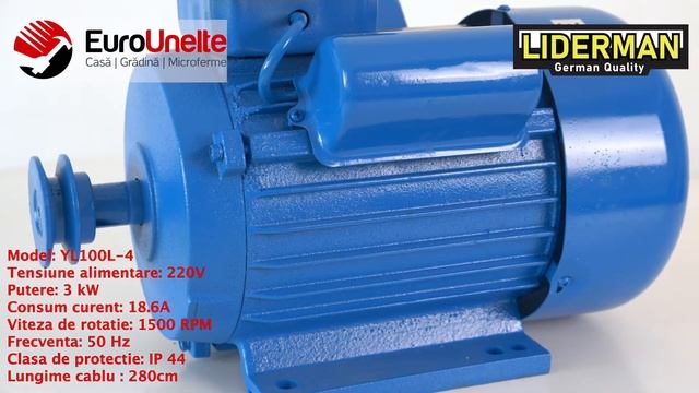 MOTOR ELECTRIC MONOFAZAT LIDERMAN DRK-YL100L-4, 3KW, 1500RPM, CARCASA FONTA смотреть онлайн