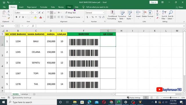 Buat Barcode dan Code QR Barang di Excel смотреть онлайн