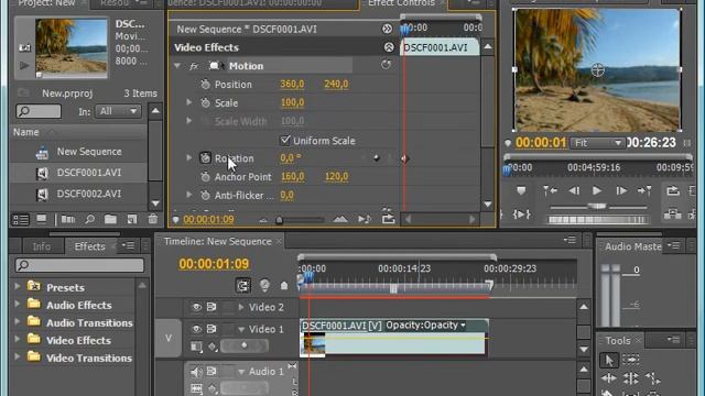 Создание анимационного эффекта в Adobe Premiere CS4 (29/39) смотреть онлайн