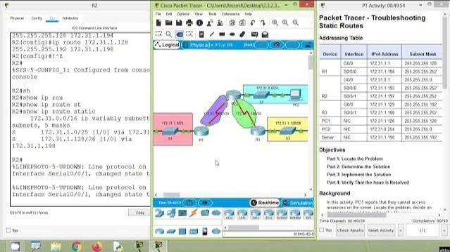 2.3.2.3 Packet Tracer V7.2.2 - Troubleshooting Static Routes смотреть онлайн