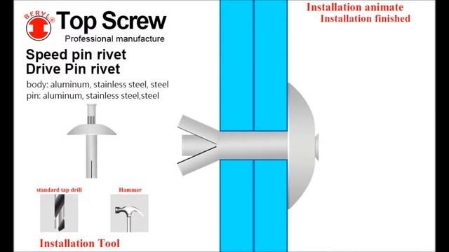 Speed pin rivet /drive pin rivet installation - Top screw Metal Corp. смотреть онлайн