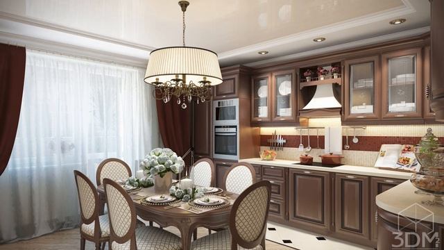 Темная классическая кухня роскошь и уют.