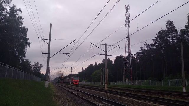 Паровоз П36-0110, возвращение из Коломны в Москву. Платформа "42 км.", Рязанского направления. смотреть онлайн