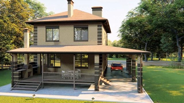 Проект двухэтажного дома с сауной и четырьмя спальнями 144 кв.м.