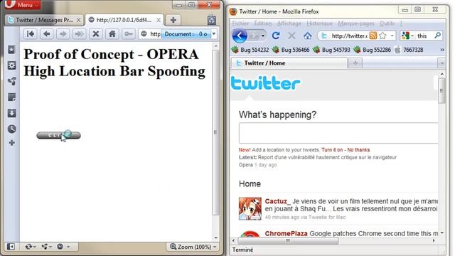 Opera 10.62 Location bar Spoofing & Cross Domain vulnerability смотреть онлайн