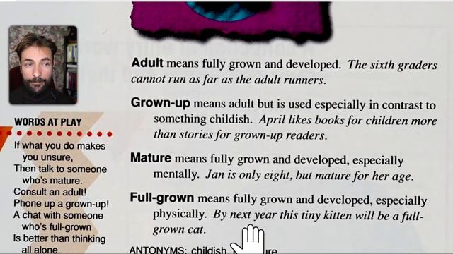 Английские СИНОНИМЫ ADULT MATURE GROWN UP FULL GROWN какая разница между ними Английский для начинаю