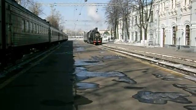 Прибытие ретро-поезда на ст. Москва-Рижская, 10.03.2012 смотреть онлайн