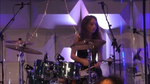 Sina Döring  on drums at the Kurhaus Wiesbaden at the Rock the Opera concert on 10/29/2022.