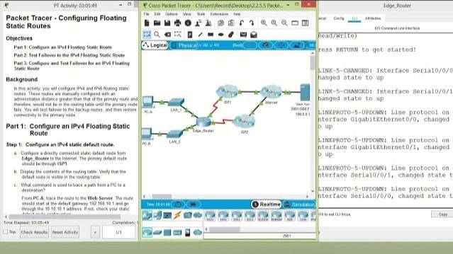 Packet Tracer - Configuring Floating Static Routes смотреть онлайн