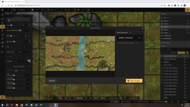 Inkarnate Battlemap - Mountain Waterfall WIP смотреть онлайн