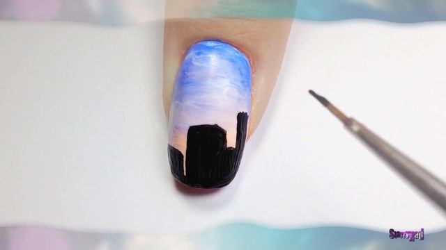 Sunrise in a city [Freehand Nail Art] смотреть онлайн