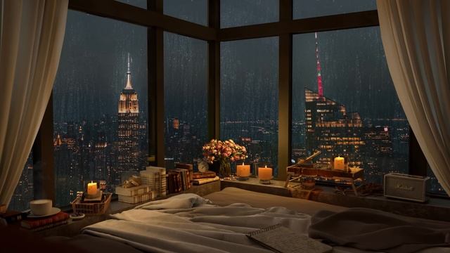 Cozy Bedroom In New York City With Jazz Music For Relax And Study