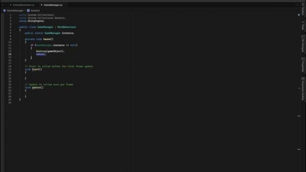 GameManager using the Singleton pattern in #unity