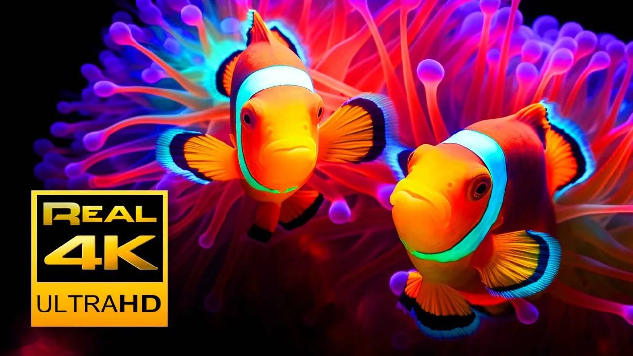 Amazing Clown Fish Aquarium & Relaxing Music in 4K - Sleep Meditation - Relaxing Tv Art Screensaver смотреть онлайн