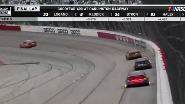 Joey Logano BUMPS William Byron and WINS at Darlington смотреть онлайн