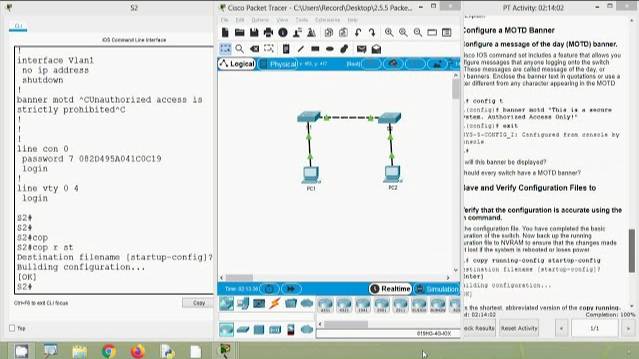 2.5.5 Packet Tracer - Configure Initial Switch Settings смотреть онлайн
