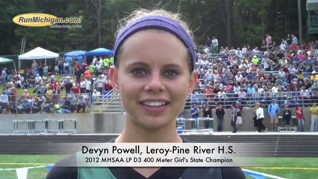 Interview: Devyn Powell, Leroy Pine River H.S. - 2012 MHSAA LP D3 400m State Champion смотреть онлайн