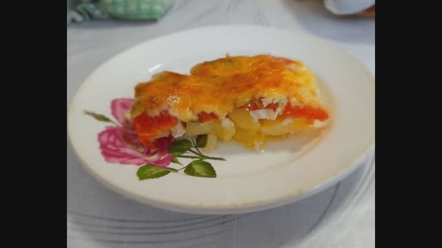 Запеканка куриная с картофелем сыром и помидорами смотреть онлайн