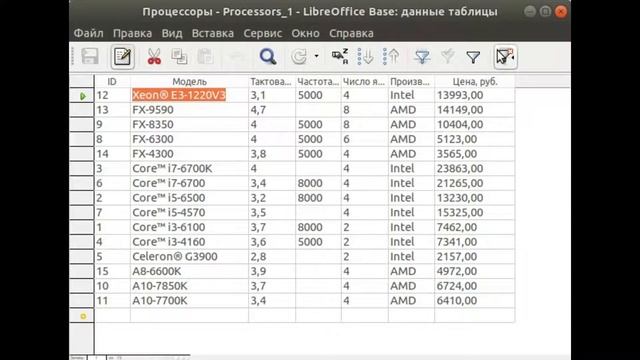 Сортировка в LibreOffice Base смотреть онлайн