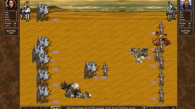 Heroes III Griffins vs Stone Golems 99999 of each unit смотреть онлайн