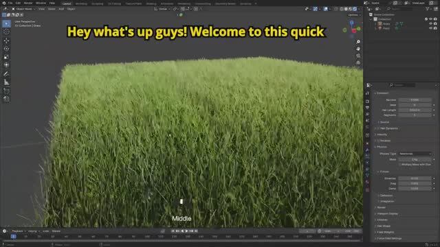 Blender Quick Realistic Grass Tutorial Easy Steps смотреть онлайн