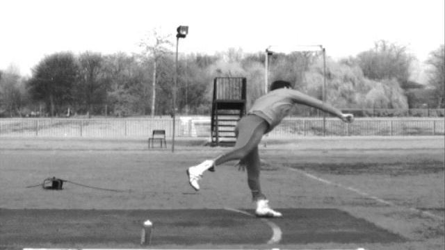 Steve Backley javelin throw filmed in high speed by Quintic смотреть онлайн
