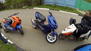 Обзор моей старой обновлённой Yamaha Aerox ещё одного рокса гонки и замеры скорости