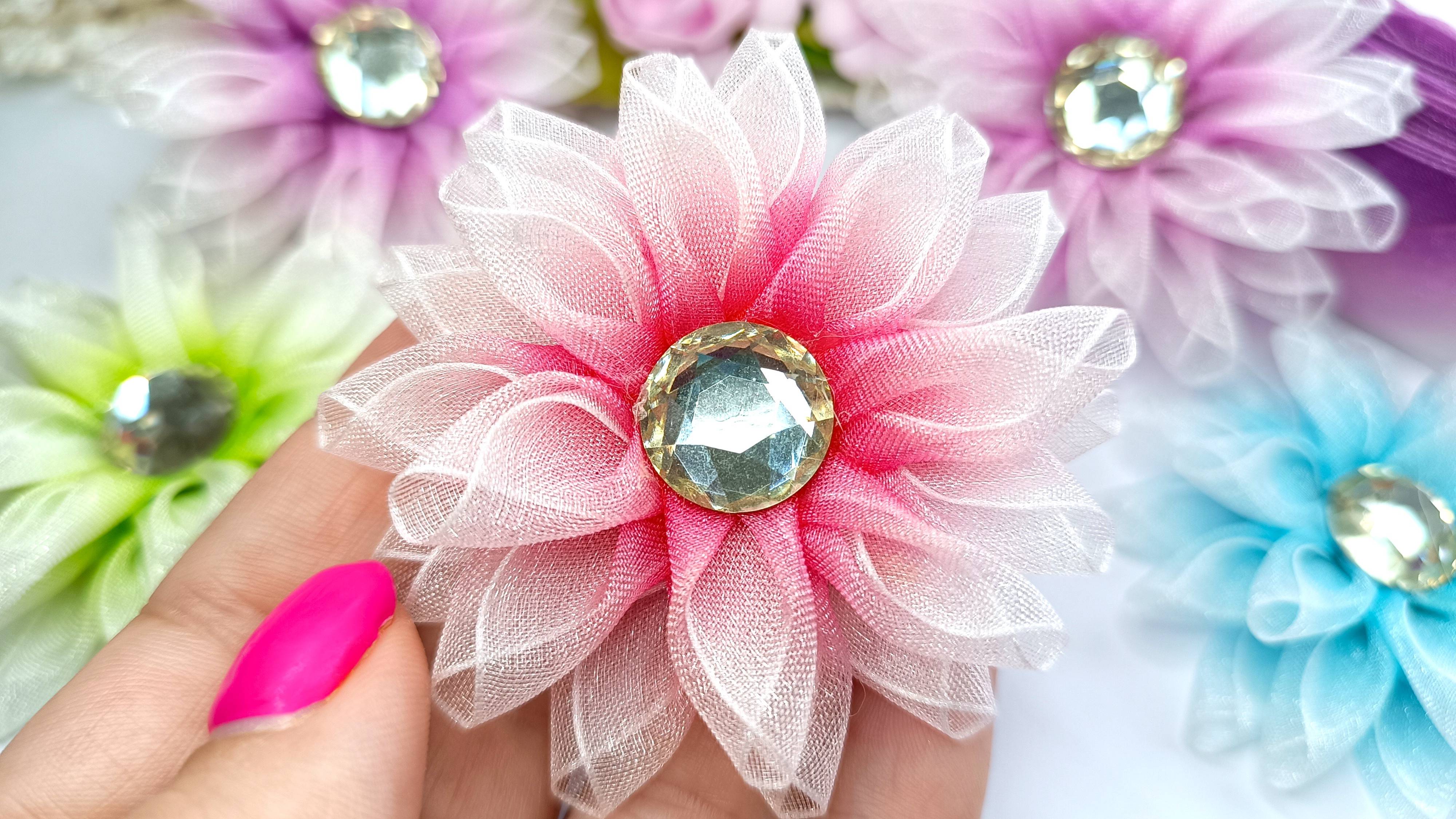 Небольшие бантики из органзы-градиент 2,5см / Gradient organza bows 2,5cm смотреть онлайн