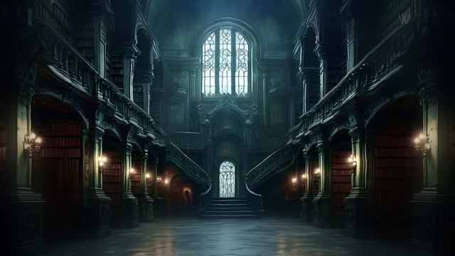 🖤DARK EMOTIONAL AMBIENCE🖤Old Library In Dark City🖤Music To Study, Read, Work #darkmusic