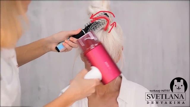 Прическа высокий пучок.Укладка челки феном.Урок№159 смотреть онлайн